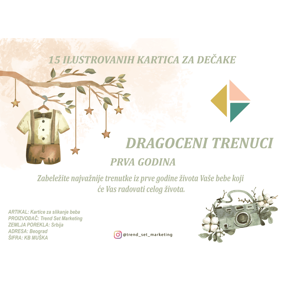KARTICE ZA SLIKANJE BEBA - SET ZA DEČAKE
