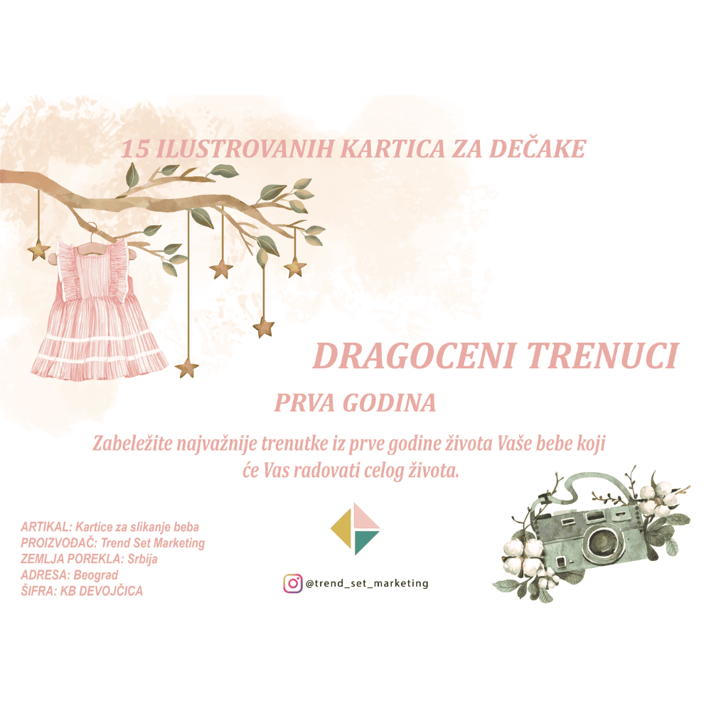 KARTICE ZA SLIKANJE BEBA - SET ZA DEVOJČICE
